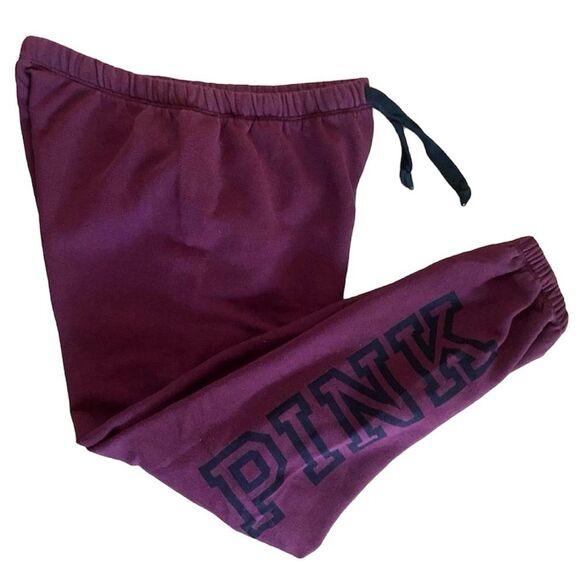 Victoria’s Secret PINK Sweatpants Size‎ Small low rise maroon and black - Picture 1 of 11